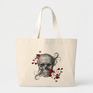 Grand Tote Bag Crâne rose rouge