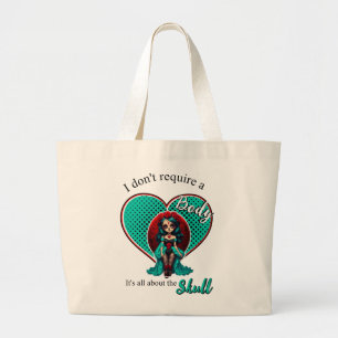 Grand Tote Bag Crânes à sucre de Roses turquoises et rouges