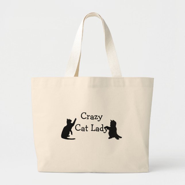 Grand Tote Bag Crazy Cat Lady Fun Animal Art (Devant)