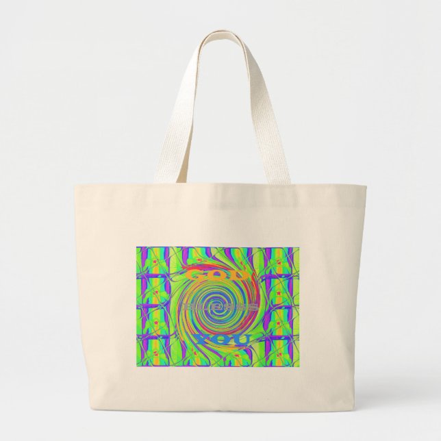 Grand Tote Bag Créez votre propre Dieu Bénissez-vous un texte ins (Devant)