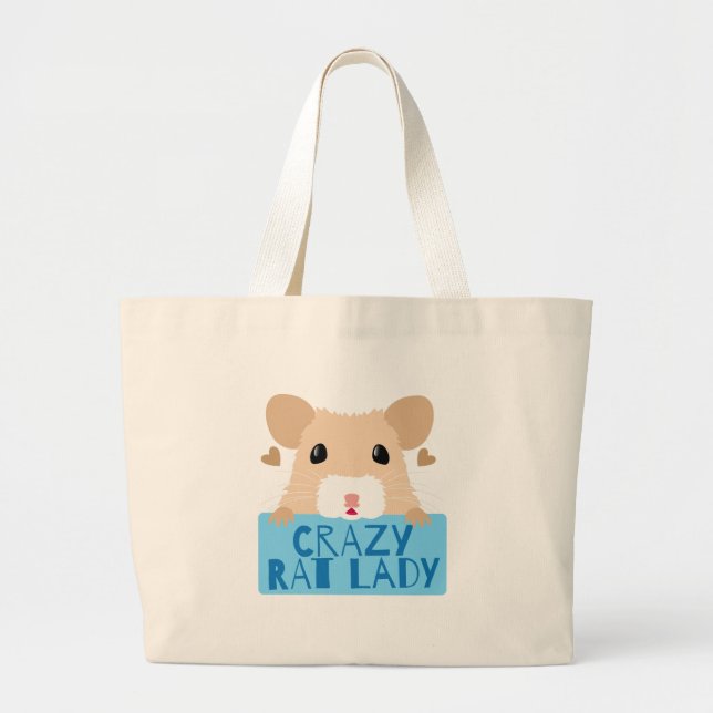 Grand Tote Bag crème folle mignonne de dame de rat (Devant)