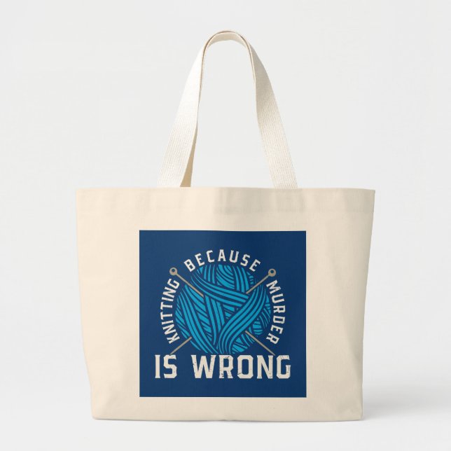 Grand Tote Bag crime de tricot drôle mot art (Devant)