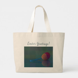 Grand Tote Bag Crochet customisé Décor Oeuf de Pâques Nom photo