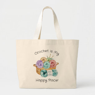 Grand Tote Bag Crochet Est Mon Endroit Heureux Personnalisé