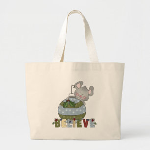 Grand Tote Bag Croire les animaux Gray Mouse Ornament Noël