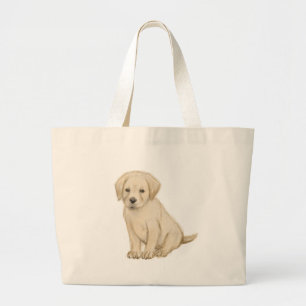 Grand Tote Bag Croquis adorable de chiot labrador