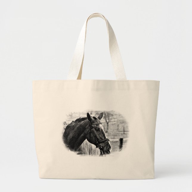 Grand Tote Bag Croquis noir blanc (Devant)