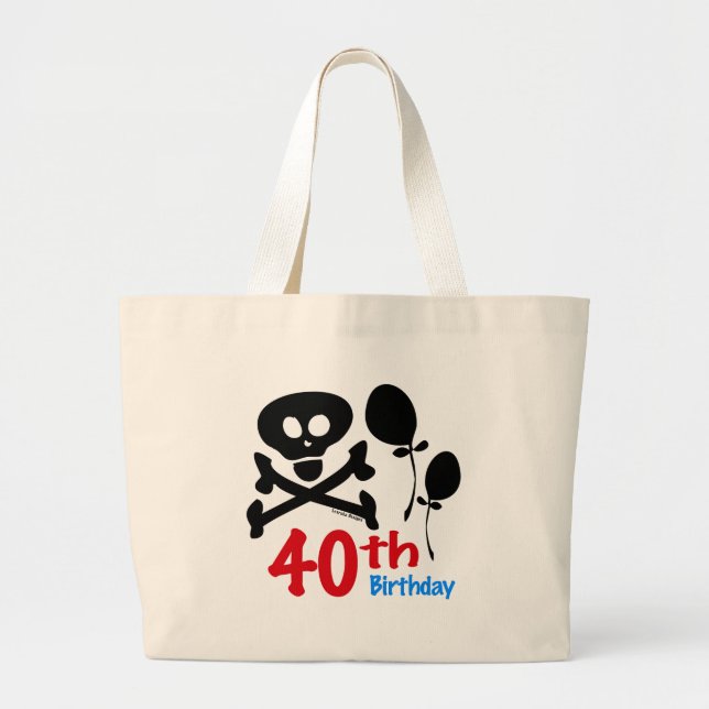 Grand Tote Bag Crossbones de crâne du 40e anniversaire (Devant)