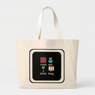 Grand Tote Bag "Cuisinez. Manger. Bois ! Blog" Jumbo Fourre-tout