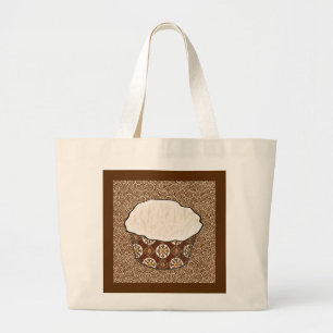 Grand Tote Bag Cupcake à la noix de coco, Arrière - plan japonais