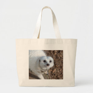 Grand Tote Bag Curieux Meerkat Blanc,