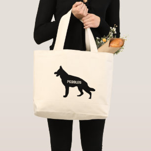 Grand Tote Bag CUSTOM Allemand Berger race Chien Silhouette