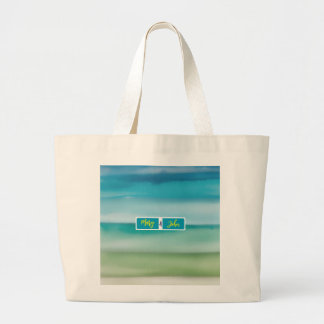 Grand Tote Bag Custom Name Abstract Watercolor Ocean Horizon Art