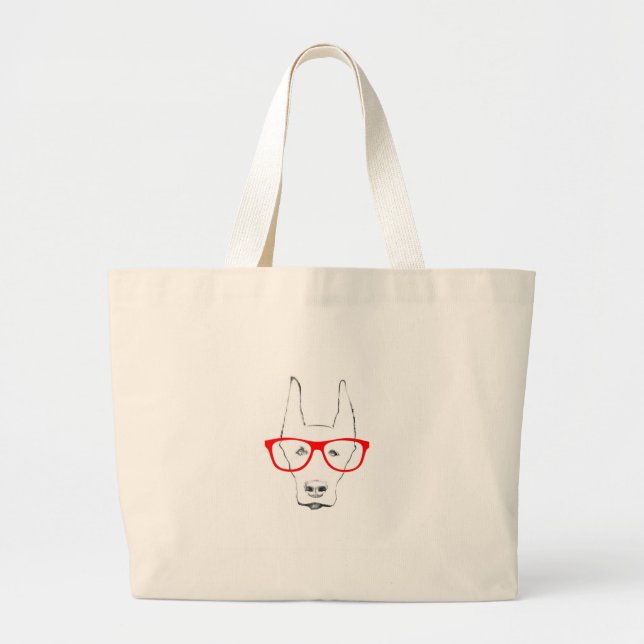 Grand Tote Bag Cute Doberman Pinscher Dog Face w Spectacle Esquis (Devant)
