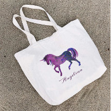 Cute Girl Personnalisée Purple Aquarelle Unicorn