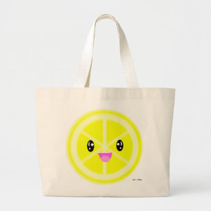 Grand Tote Bag Cute Kawaii citrons agrumes végétaliens