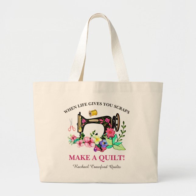 Grand Tote Bag Cute Quilters Custom (Devant)