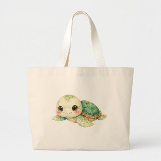 Grand Tote Bag Cute Watercolor Turtle 