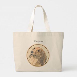 Grand Tote Bag Dachshund Longhaerienne peinture rouge original ch