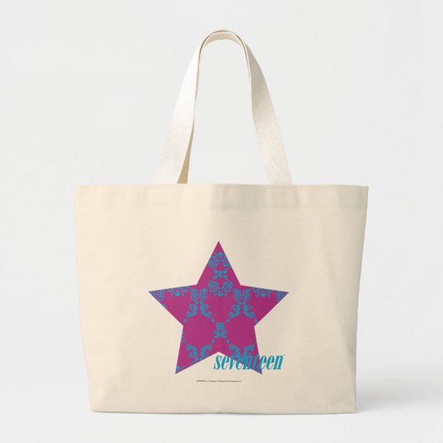Grand Tote Bag Damask Aqua-Purple 3 (Devant)