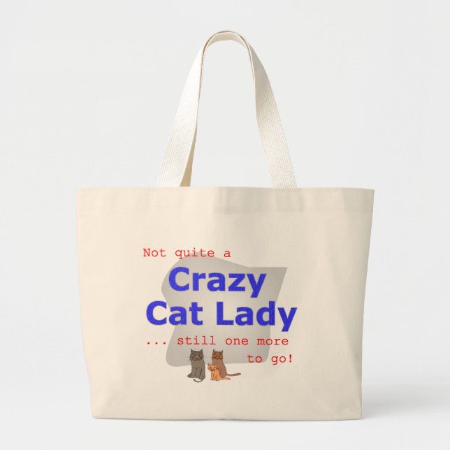 Grand Tote Bag Dame folle fourre-tout de chat (Devant)