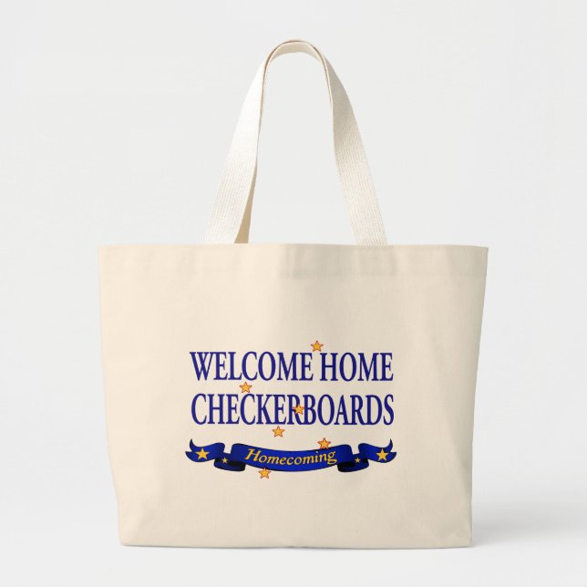 Grand Tote Bag Damiers à la maison bienvenus (Devant)