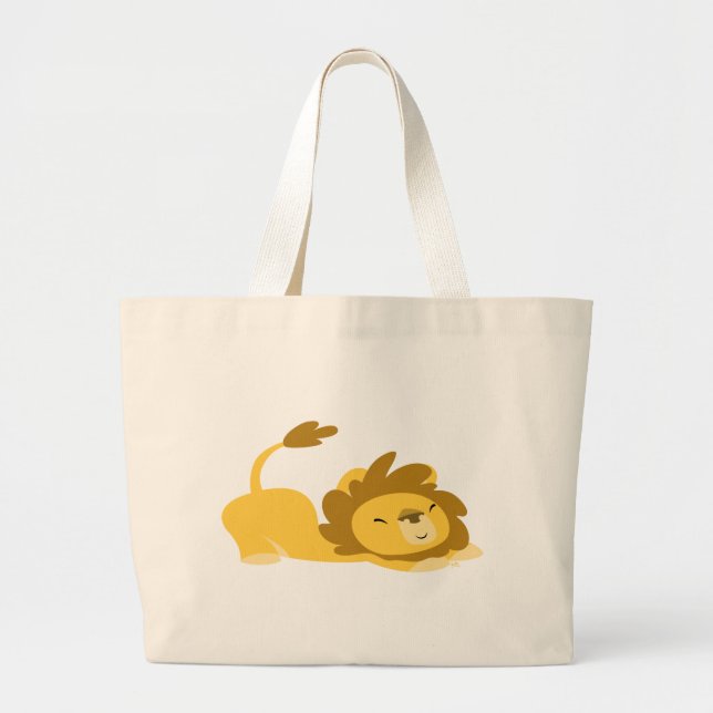 Grand Tote Bag Déchets de plage de Lion Stretching (Devant)