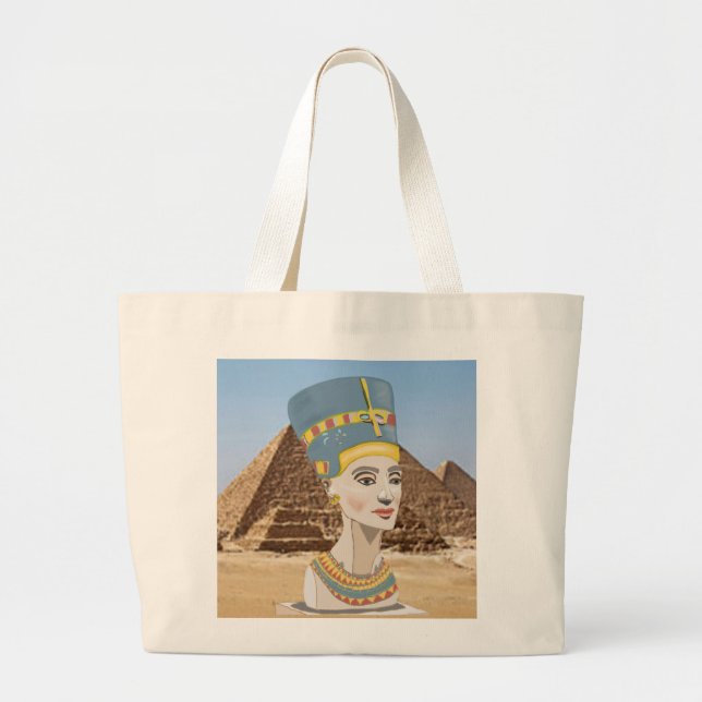 Grand Tote Bag Design magnifique de Nefertiti (Devant)