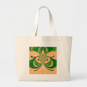 Grand Tote Bag Design vert jaune.