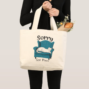 Grand Tote Bag Désolé, j'ai des plans. Cadeau drôle pour amateur 