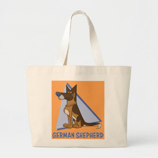 Grand Tote Bag Dessin amusant et coloré Chien berger allemand