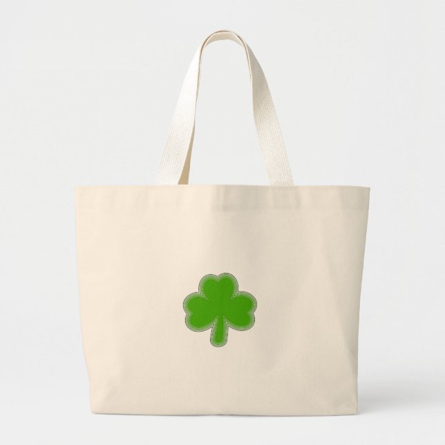 Grand Tote Bag Dessin Shamrock de Saint Patrick (Devant)