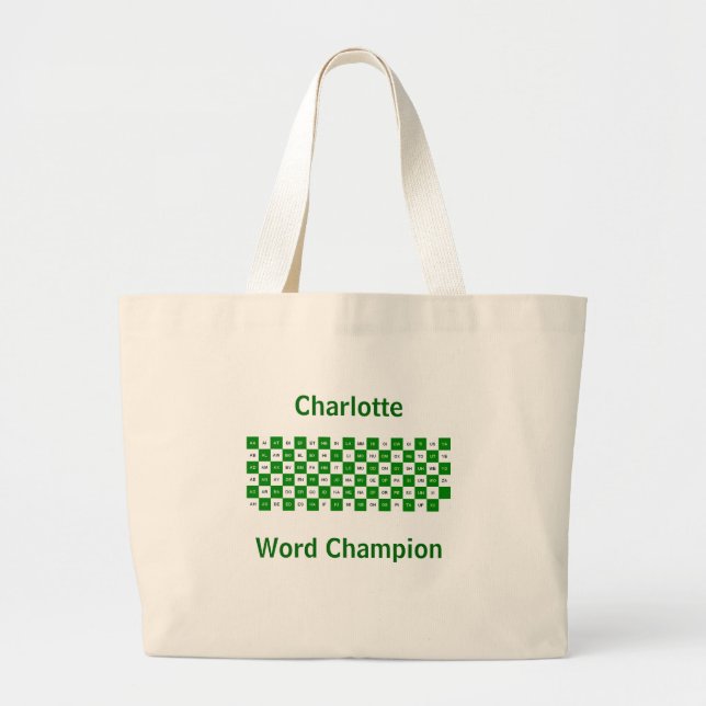 Grand Tote Bag Deux mots de lettres Vert et blanc US version (Devant)