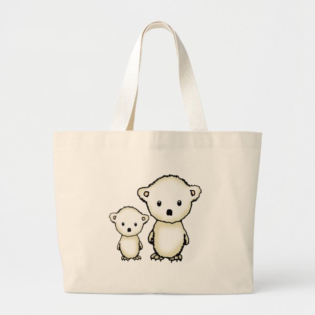 Grand Tote Bag Deux Petits Ours Polaires (Devant)
