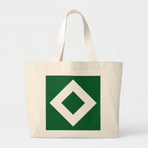 Grand Tote Bag Diamant Vert, Bordure Blanche Gras
