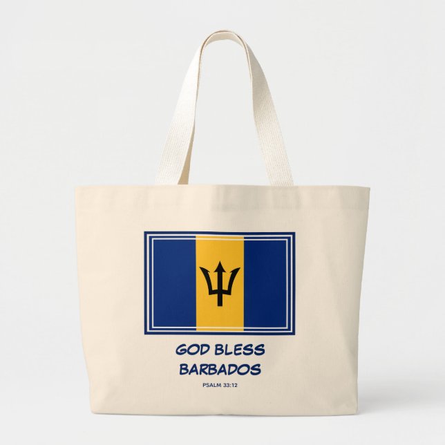 Grand Tote Bag DIEU BÉNISSE BARBADOS Drapeau patriotique barbadie (Devant)