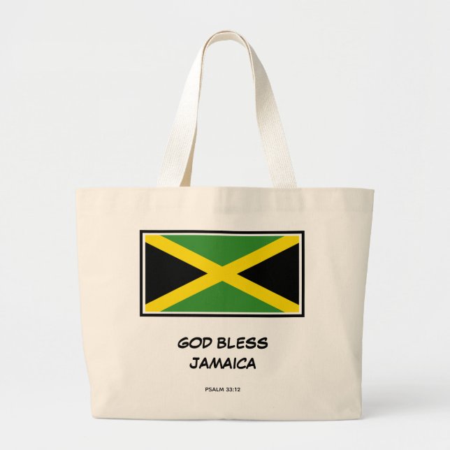 Grand Tote Bag DIEU BÉNISSE LA JAMAIQUE | Patriotique | Drapeau j (Devant)