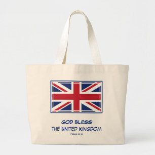 Grand Tote Bag DIEU BÉNISSE LE Drapeau Patriotique DU ROYAUME-UNI