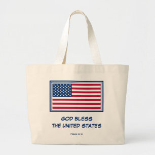 Grand Tote Bag DIEU BÉNISSE LES ÉTATS-UNIS Patriotique Amériq