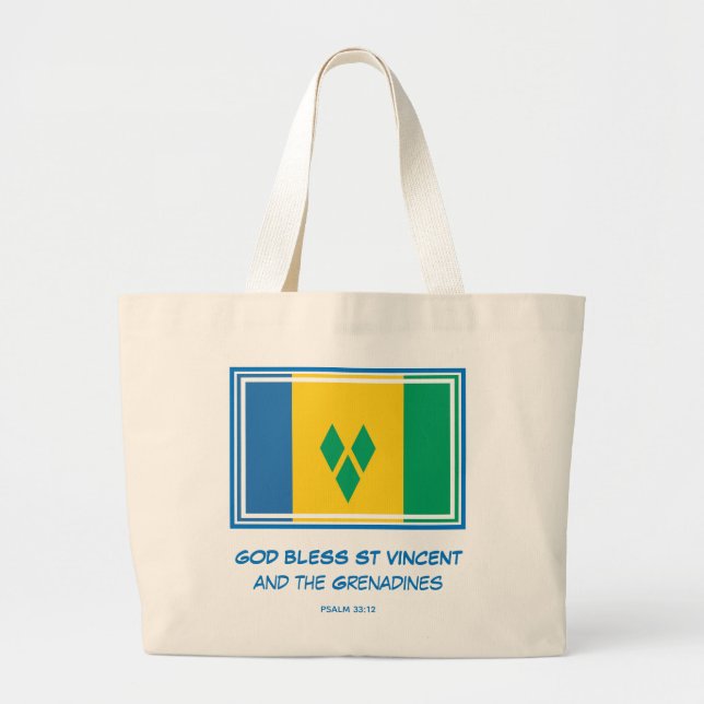 Grand Tote Bag DIEU BÉNISSE ST VINCENT GRENADINES Drapeau patriot (Devant)