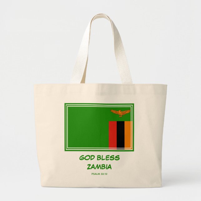 Grand Tote Bag DIEU BÉNISSE ZAMBIE Drapeau patriotique zambien (Devant)