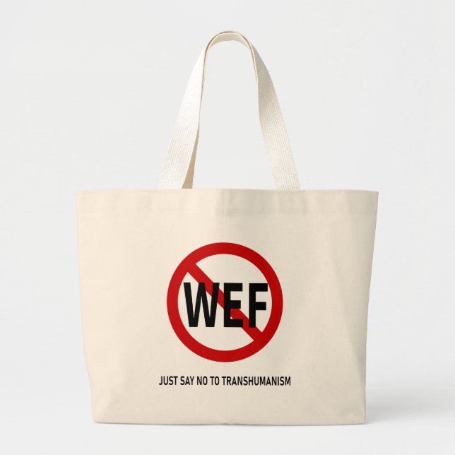 Grand Tote Bag DITES NON AU TRANSHUMANISME wef (Devant)