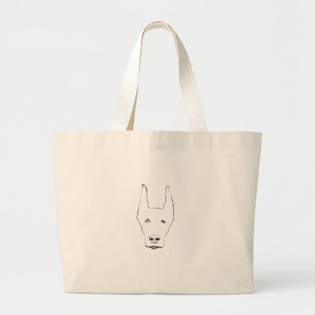 Grand Tote Bag Doberman Pinscher Dog Croquis Visage (Devant)