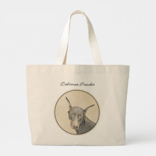 Grand Tote Bag Doberman Pinscher Peinture Dobie Craché Chien Art