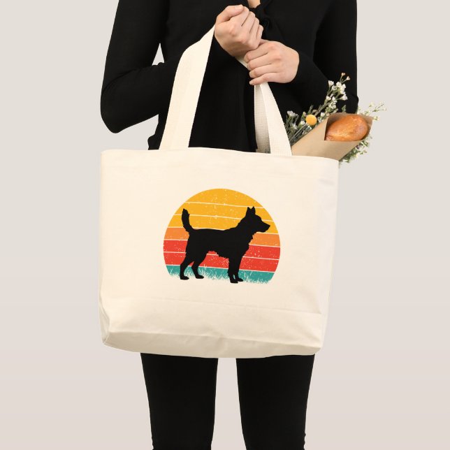 Grand Tote Bag Dog Silhouette at Sunset (Devant (produit))