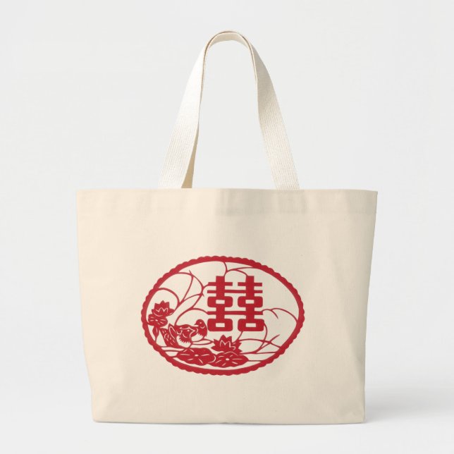 Grand Tote Bag Doubles canards d'arbre de bonheur (Devant)