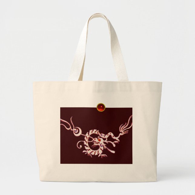 Grand Tote Bag DRAGON DE MER RUBY, noir et blanc rouge (Devant)