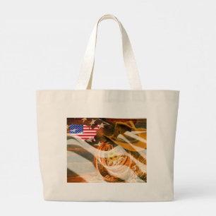 Grand Tote Bag Drapeau américain Lasso Casquette Cowboy