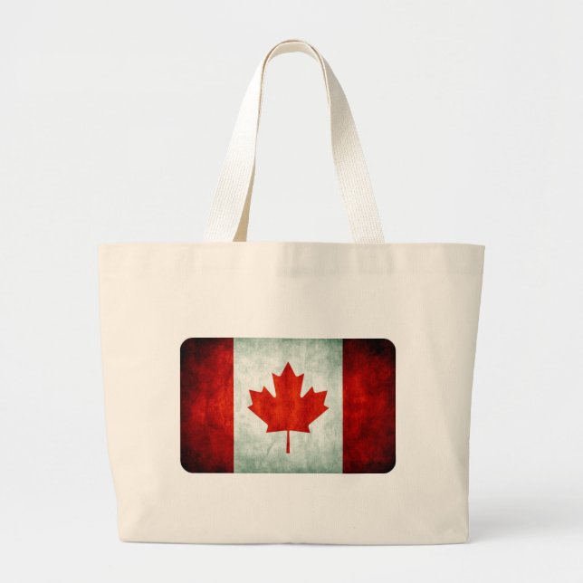 Grand Tote Bag Drapeau canadien en détresse (Devant)