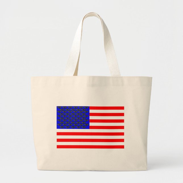 Grand Tote Bag Drapeau Chats Noirs Et Bandes (Devant)